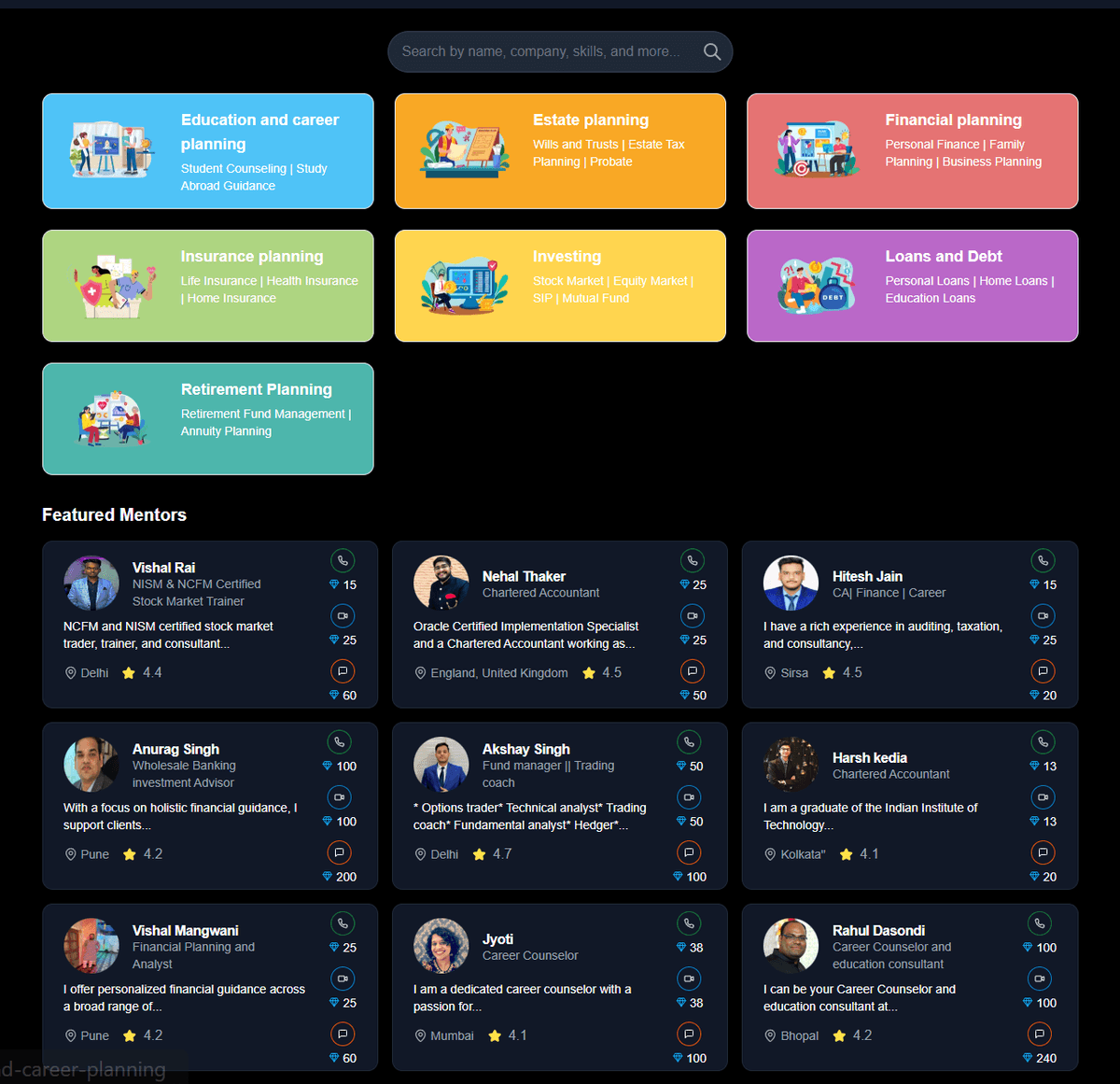 Screenshot of Mentorship project